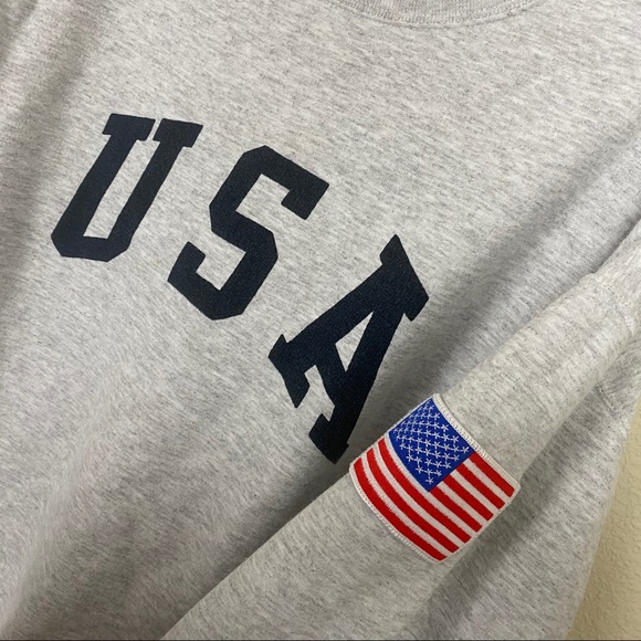 Grey USA Crewneck with American Flag Patch - Picture 8 of 8
